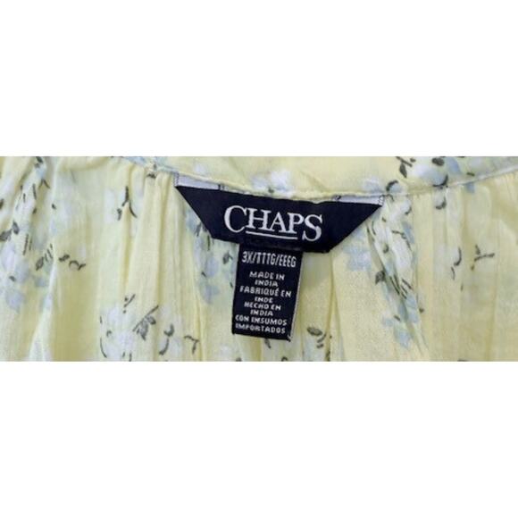 Blouse Chaps Flowy Floral Print Breathable Relaxed Fit Lightweight Yellow W 3X - Picture 4 of 5